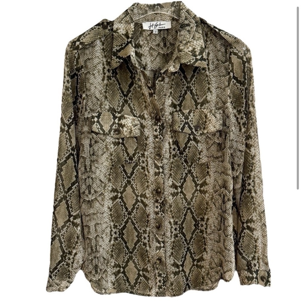 JEFF GALLANO PARIS CRISTAL
SNAKE PRINT BUTTON DOWN TOP
SHIRT 2 / US SZ M - Picture 3 of 5